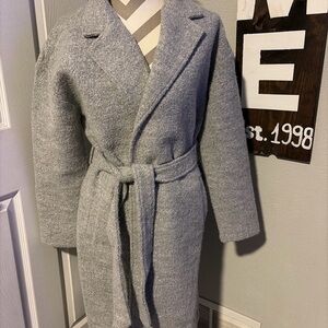 JOIE Women’s Gray Fuzzy Wrap Coat Size L